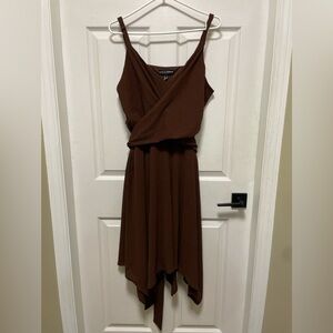 Love & Legend |Asymmetrical | Brown |Long Ties |Wrap-Style |Midi |Dress |Size 2X